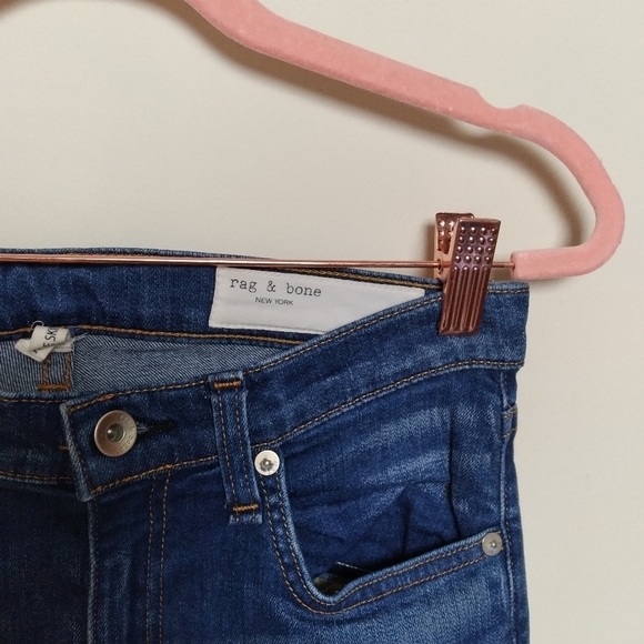 Rag & Bone Medium Wash Ankle Skinny Frayed Hem Midrise Jeans Size 25 - Picture 6 of 14